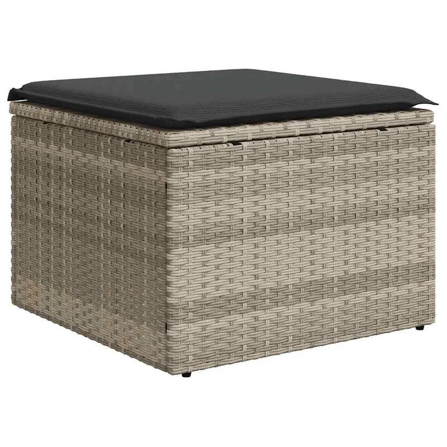 Salon de jardin 8 pcs avec coussins gris clair résine tressée - 3