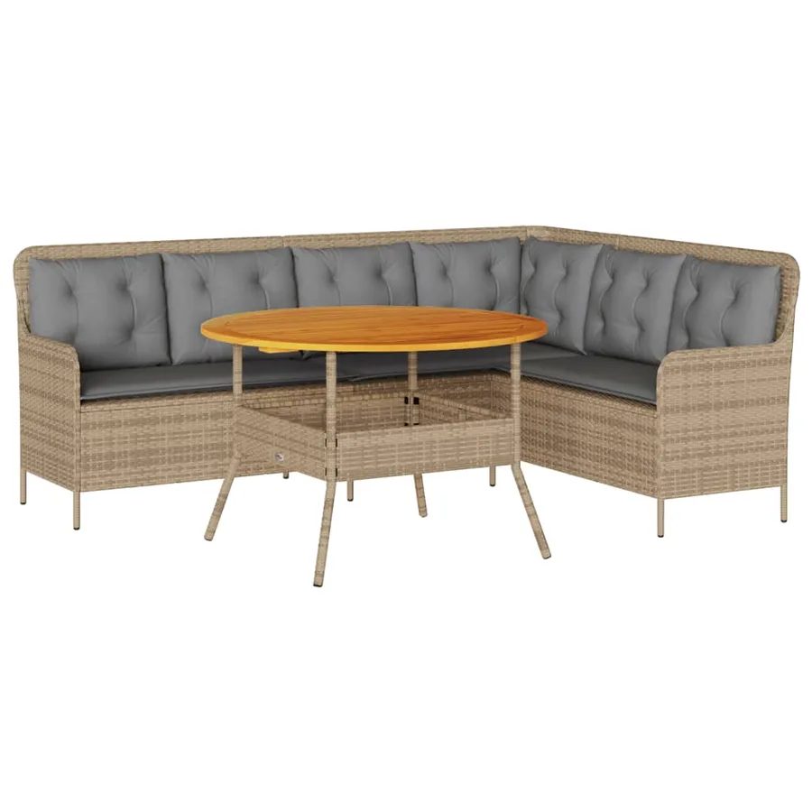 Salon de jardin avec coussins 2 pcs beige résine tressée - 2