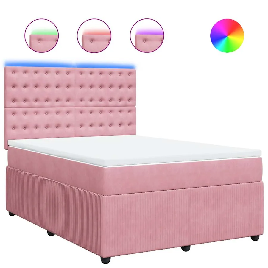 Sommier à lattes de lit avec matelas Rose 140x200 cm Velours - 2