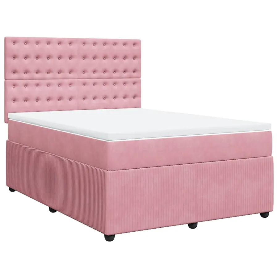 Sommier à lattes de lit avec matelas Rose 140x200 cm Velours - 3