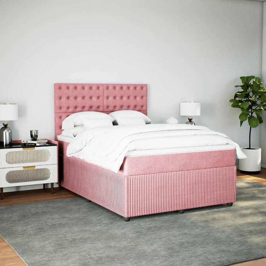 Sommier à lattes de lit avec matelas Rose 140x200 cm Velours - 5