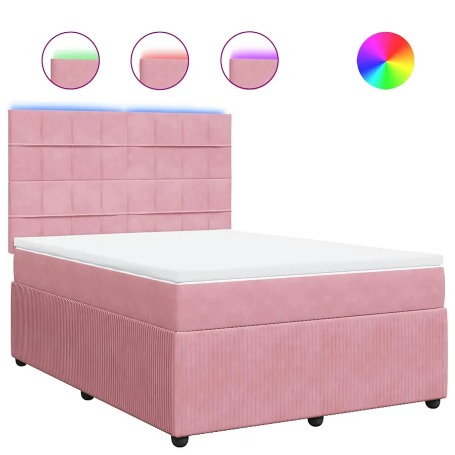 Sommier à lattes de lit avec matelas Rose 140x200 cm Velours - 2
