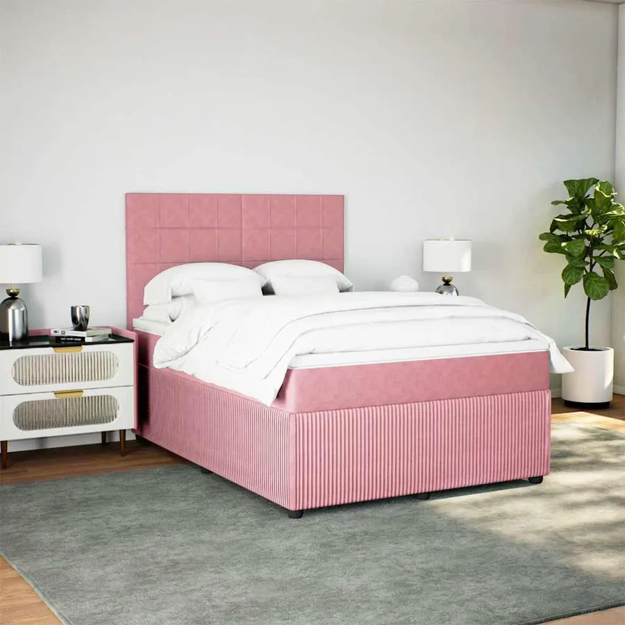 Sommier à lattes de lit avec matelas Rose 140x200 cm Velours - 5