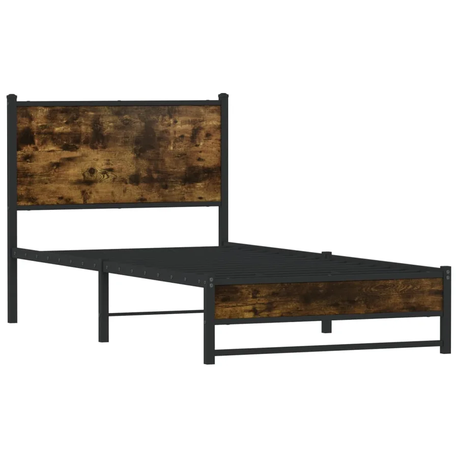 Cadre de lit en métal sans matelas chêne fumé 80x200 cm - 3