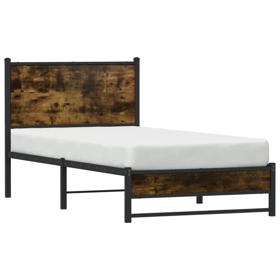 Cadre de lit en métal sans matelas chêne fumé 80x200 cm - 4
