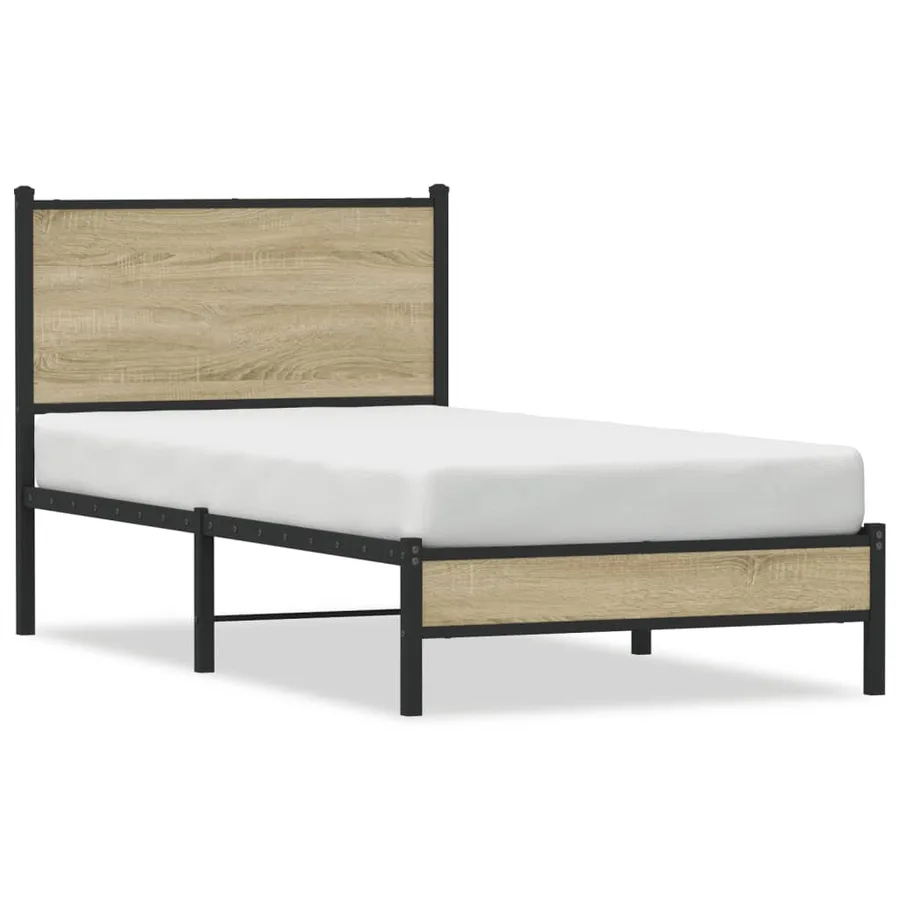 Cadre de lit en métal sans matelas chêne sonoma 90x200 cm - 2