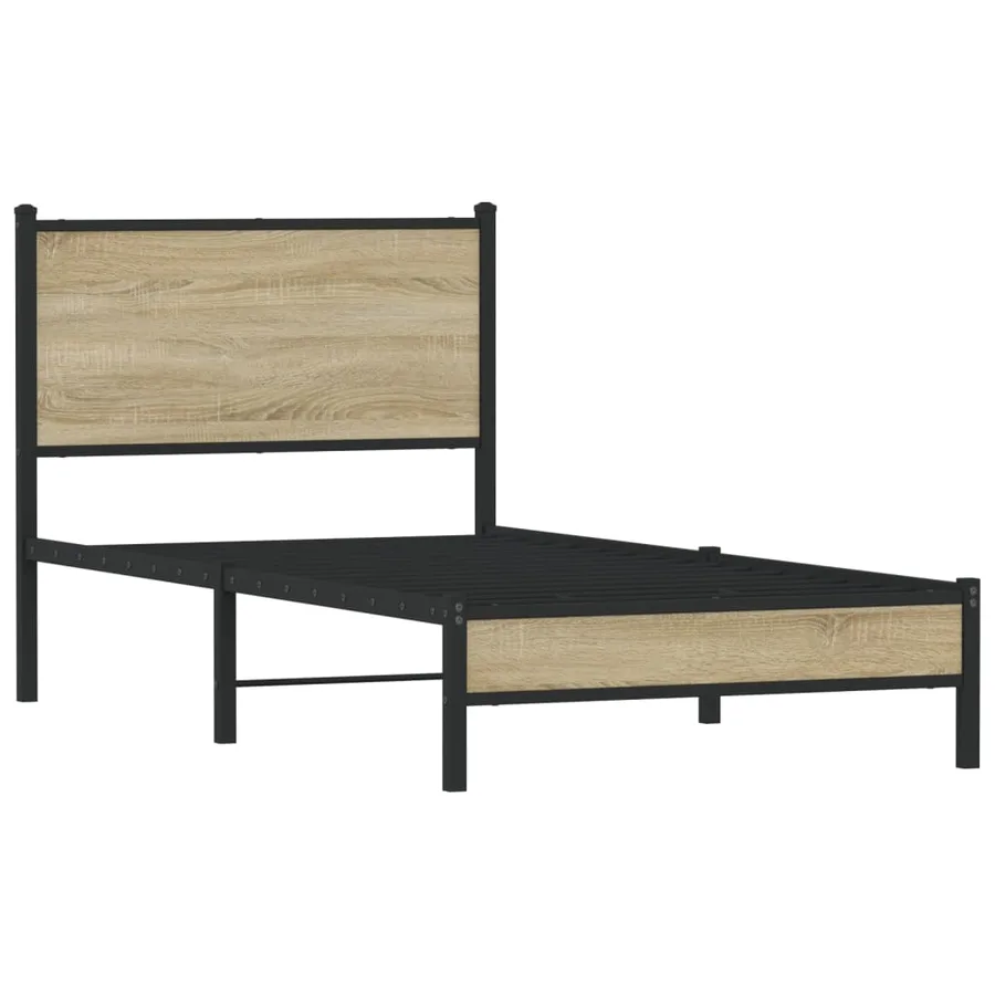 Cadre de lit en métal sans matelas chêne sonoma 90x200 cm - 3