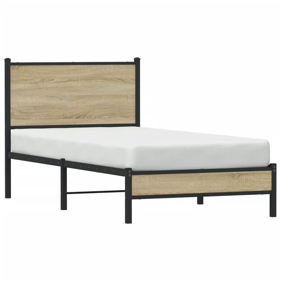 Cadre de lit en métal sans matelas chêne sonoma 90x200 cm - 4