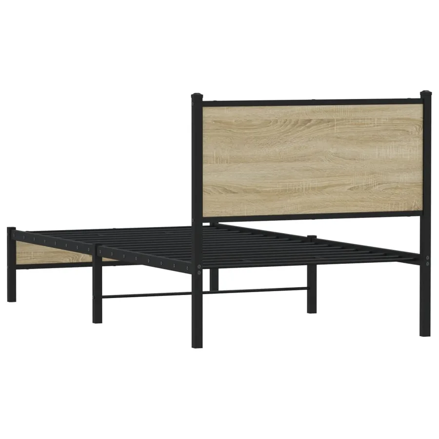 Cadre de lit en métal sans matelas chêne sonoma 90x200 cm - 7
