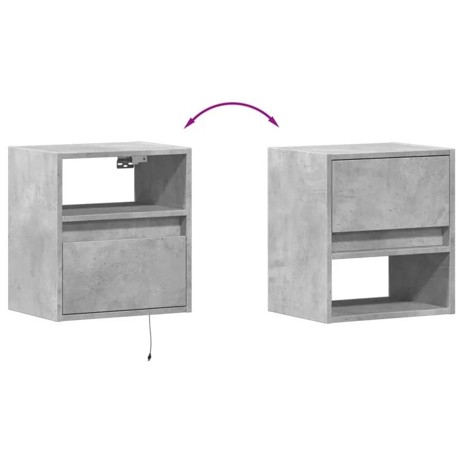 Meubles TV muraux et lumières LED 2 pcs gris béton 41x31x45 cm - 10