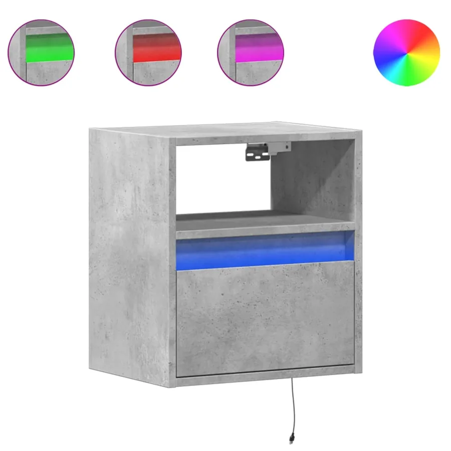 Meubles TV muraux et lumières LED 2 pcs gris béton 41x31x45 cm - 2