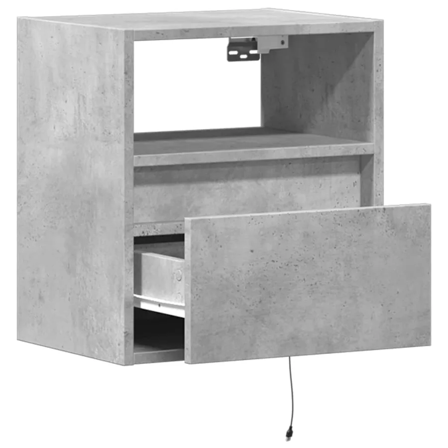 Meubles TV muraux et lumières LED 2 pcs gris béton 41x31x45 cm - 9