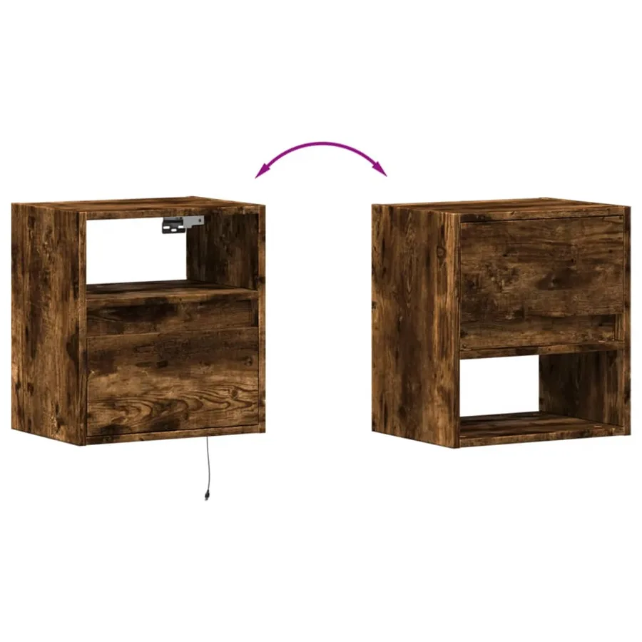 Meubles TV muraux et lumières LED 2 pcs chêne fumé 41x31x45 cm - 10