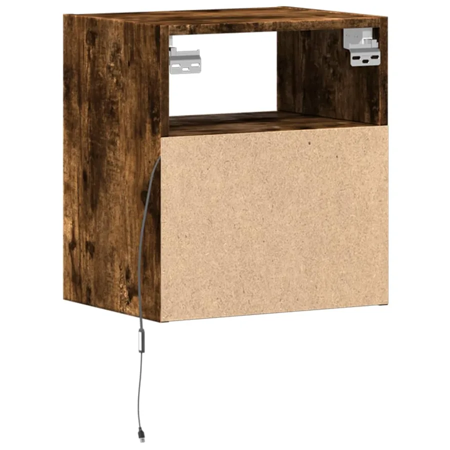 Meubles TV muraux et lumières LED 2 pcs chêne fumé 41x31x45 cm - 8