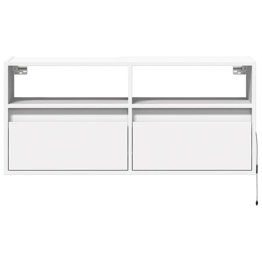 Meuble TV mural avec lumières LED blanc 100x31x45 cm - 6