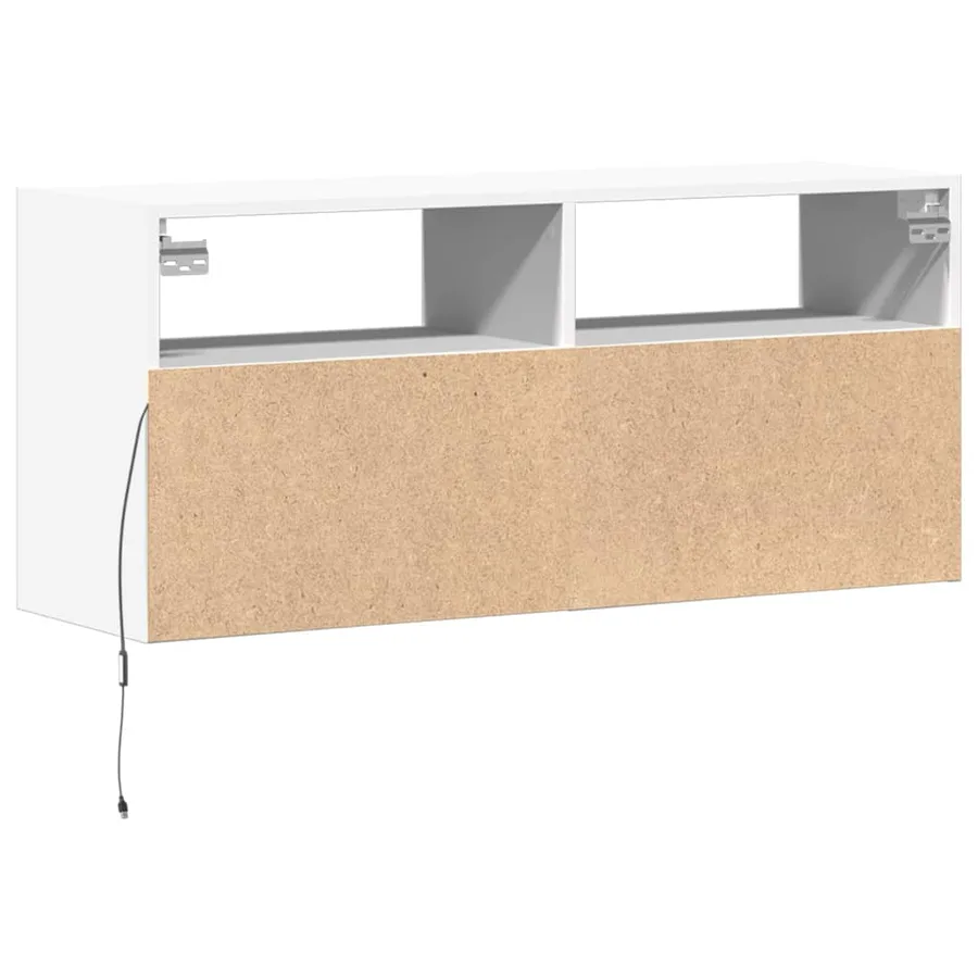 Meuble TV mural avec lumières LED blanc 100x31x45 cm - 8