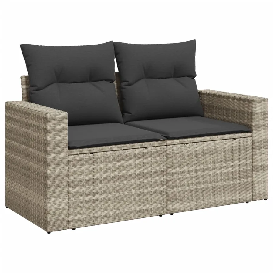 Salon de jardin avec coussins 10 pcs gris clair résine tressée - 4
