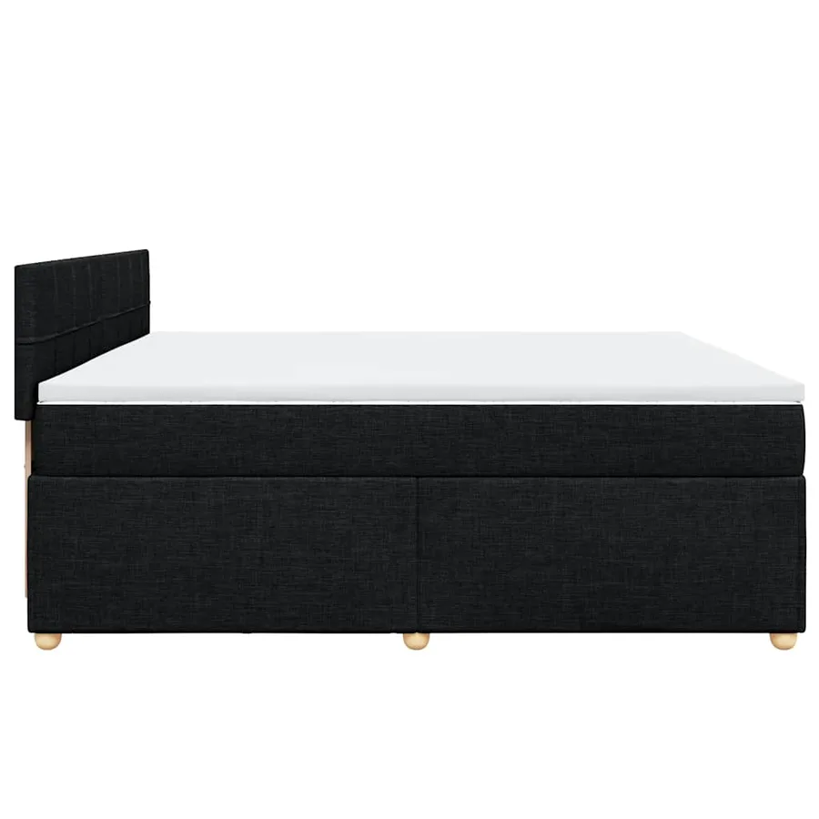 Sommier à lattes de lit avec matelas Noir 200x200 cm Tissu - 5