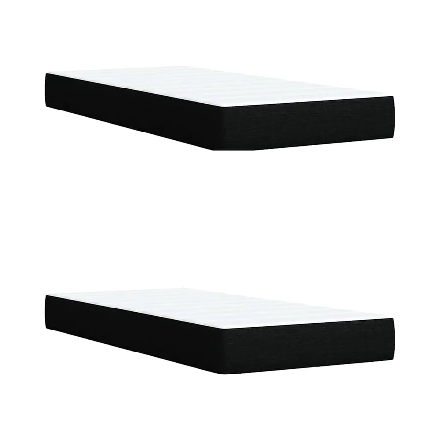 Sommier à lattes de lit avec matelas Noir 200x200 cm Tissu - 8