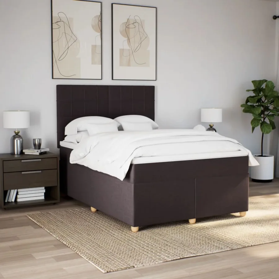 Sommier à lattes de lit avec matelas Marron foncé 140x200 cm - 5