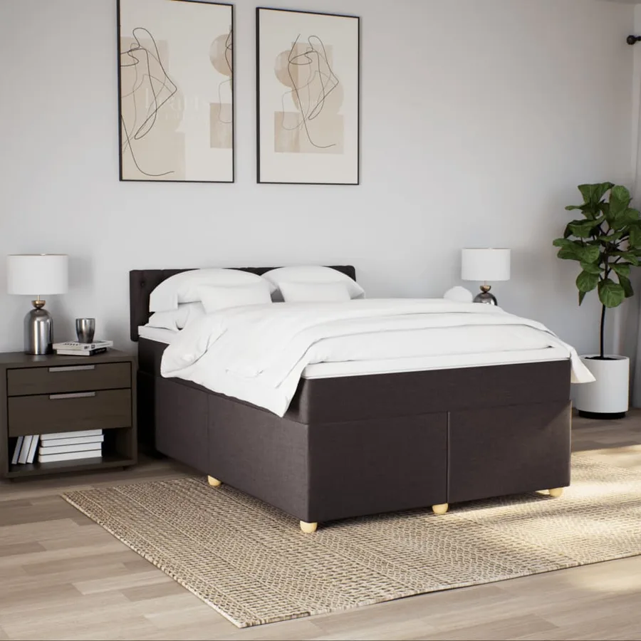 Sommier à lattes de lit avec matelas Marron foncé 140x200 cm - 4