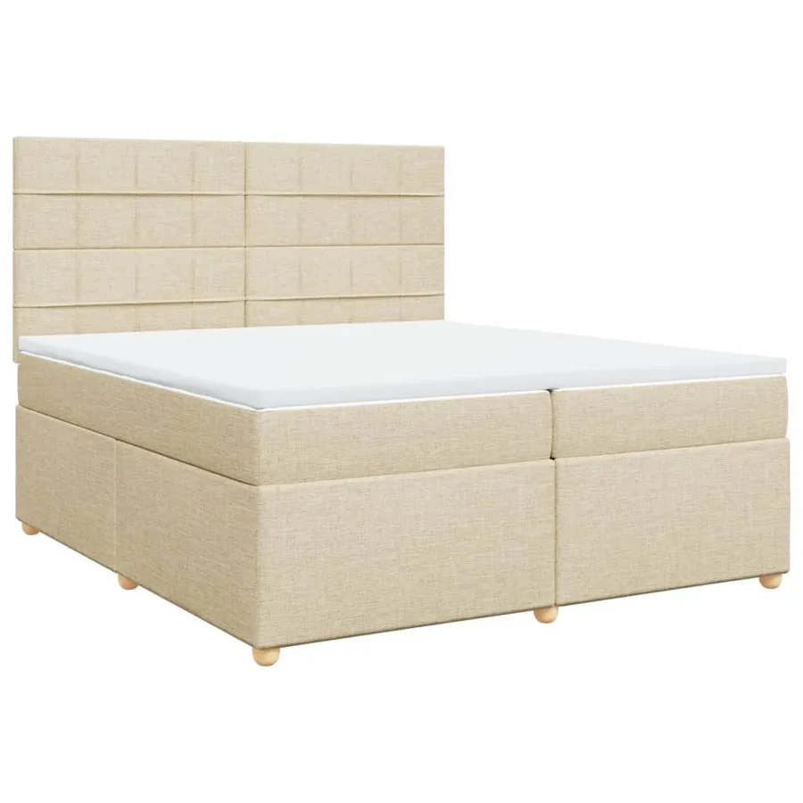 Sommier à lattes de lit avec matelas Crème 200x200 cm Tissu - 3