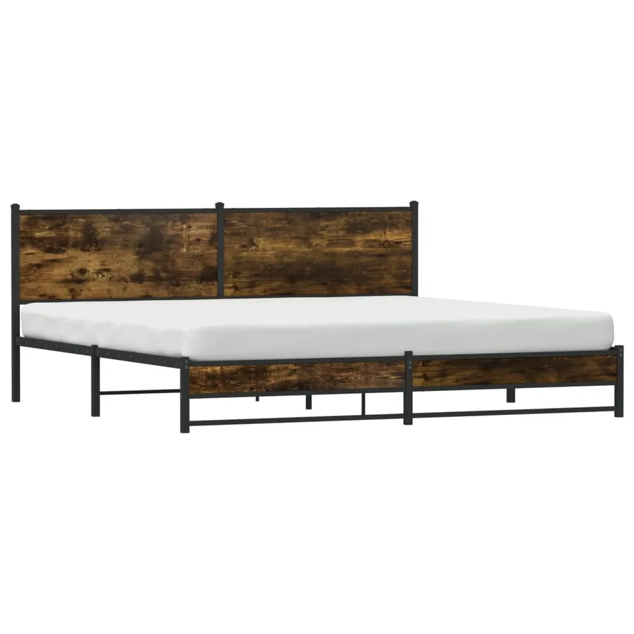 Cadre de lit en métal sans matelas chêne fumé 200x200 cm - 3