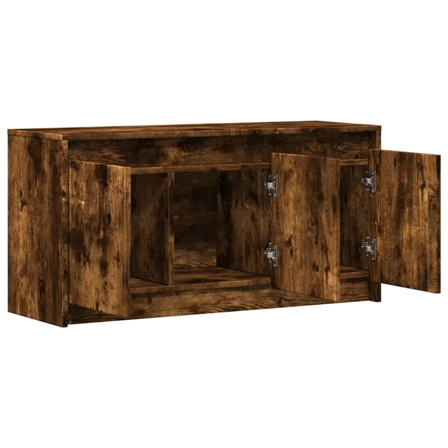 Meuble TV avec LED chêne fumé 100x34x50 cm bois d'ingénierie - 9
