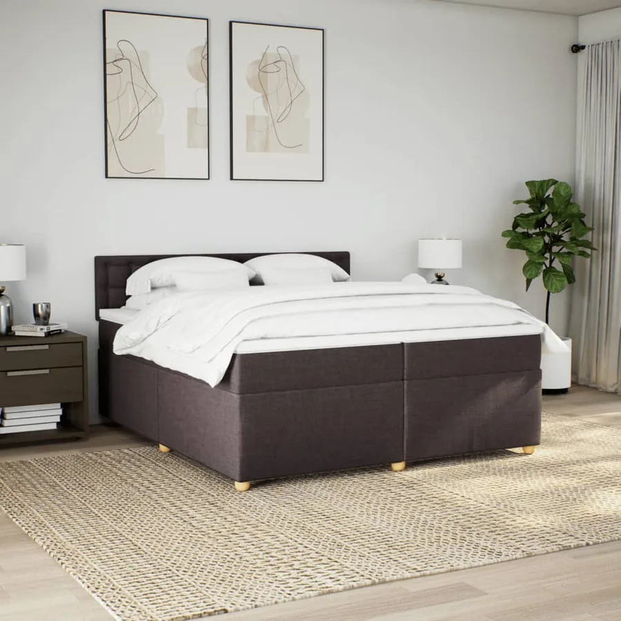 Sommier à lattes de lit avec matelas Marron foncé 200x200 cm - 3