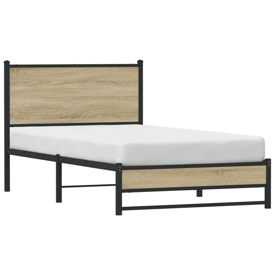 Cadre de lit en métal sans matelas chêne sonoma 107x203 cm - 4