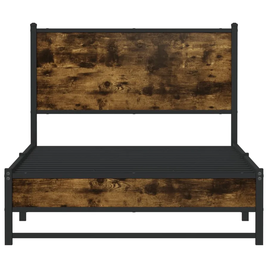 Cadre de lit en métal sans matelas chêne fumé 107x203 cm - 5