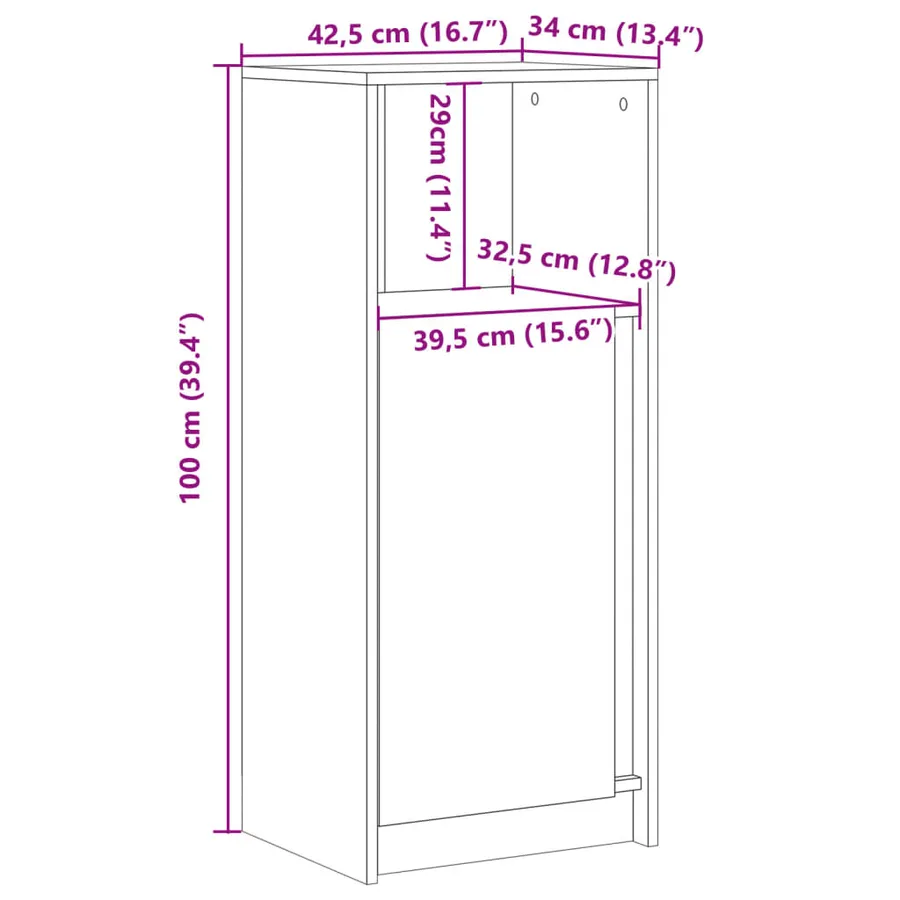 Buffet avec LED chêne fumé 42,5x34x100 cm bois d'ingénierie - 16