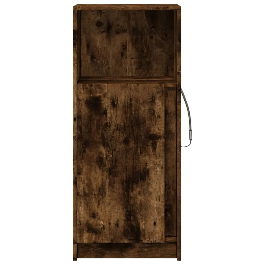Buffet avec LED chêne fumé 42,5x34x100 cm bois d'ingénierie - 6