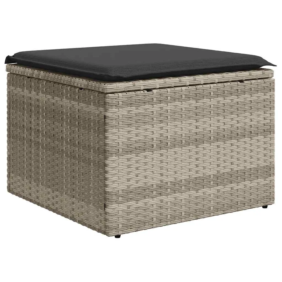 Salon de jardin 8 pcs avec coussins gris clair résine tressée - 6
