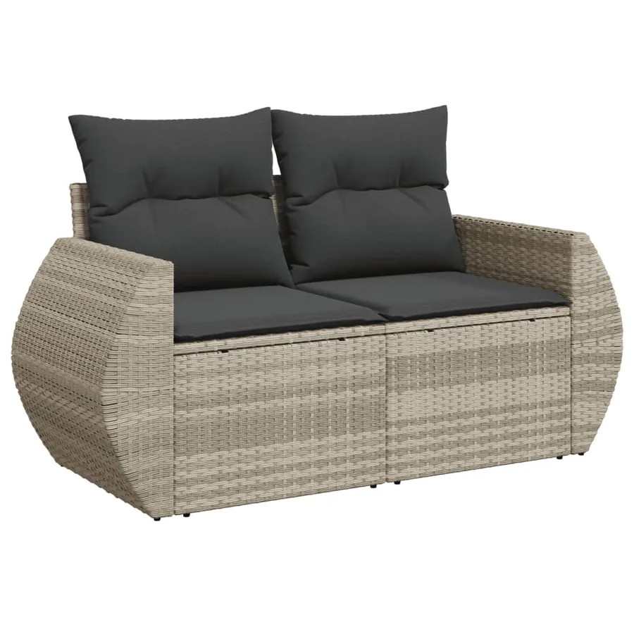Salon de jardin avec coussins 10 pcs gris clair résine tressée - 3