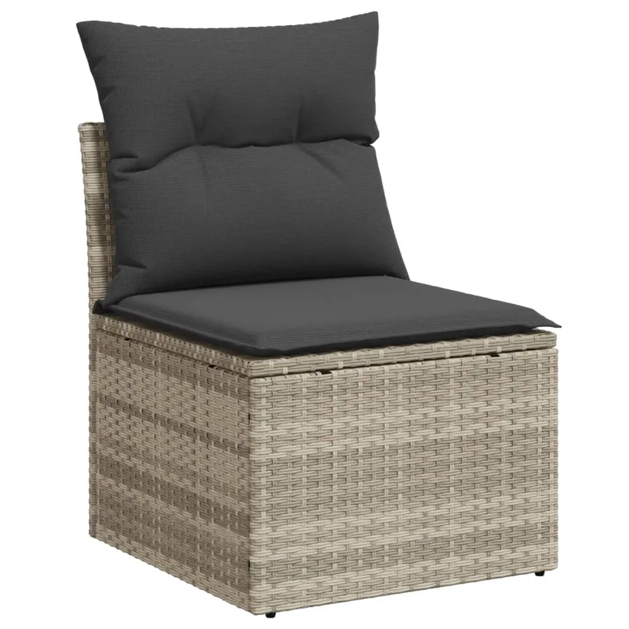 Salon de jardin avec coussins 10 pcs gris clair résine tressée - 5