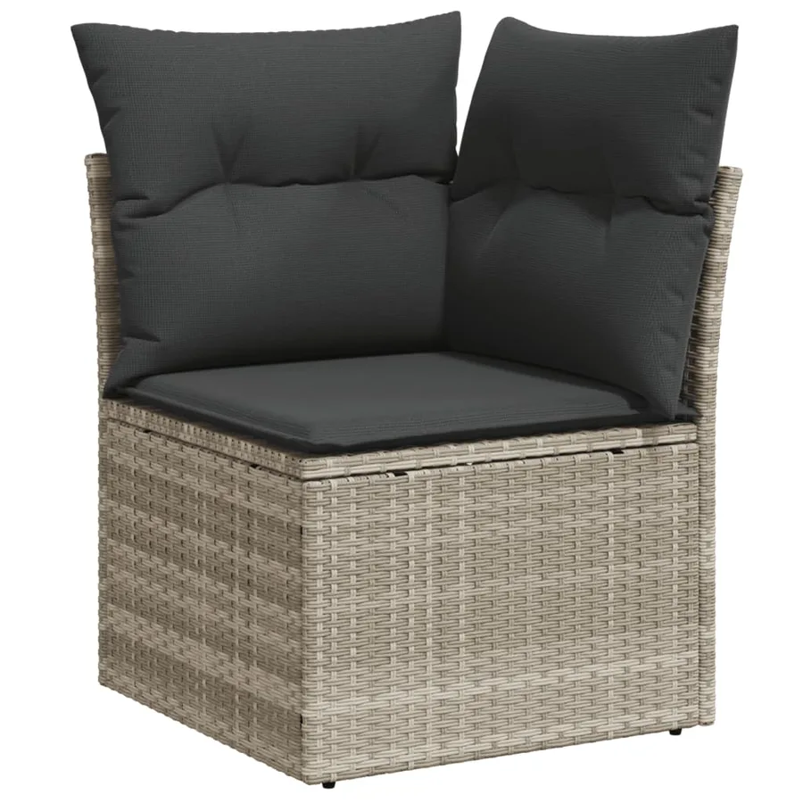 Salon de jardin avec coussins 10 pcs gris clair résine tressée - 6