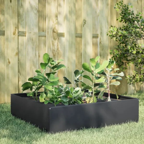 Lit surélevé de jardin anthracite 100x100x41 cm acier