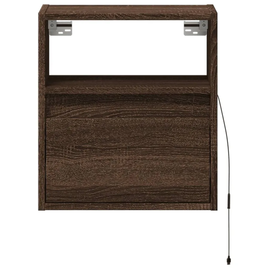 Table de chevet murale avec lumières LED chêne marron - 6