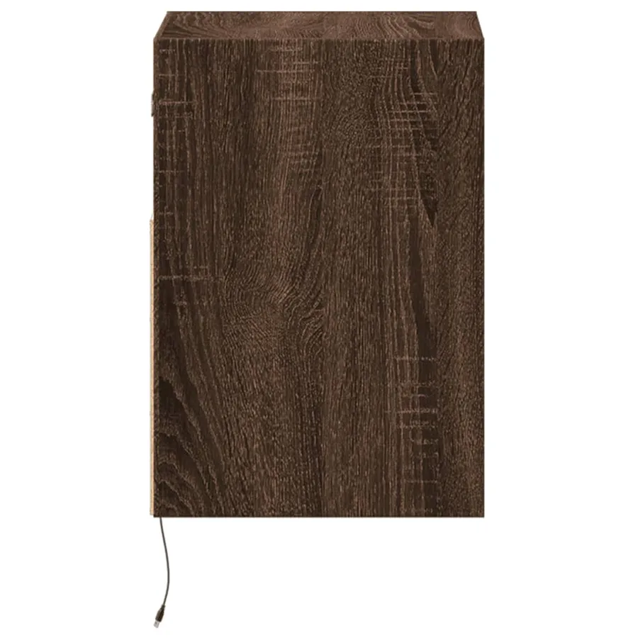 Table de chevet murale avec lumières LED chêne marron - 7
