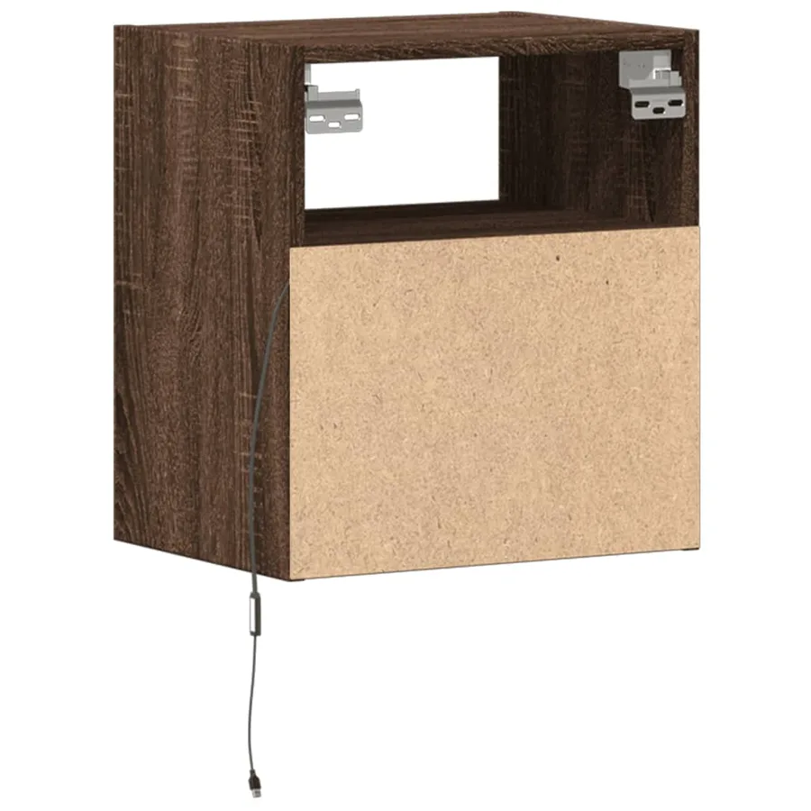Table de chevet murale avec lumières LED chêne marron - 8