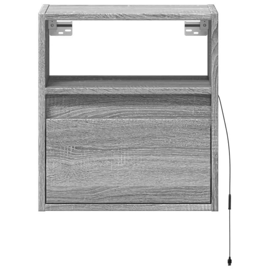 Table de chevet murale avec lumières LED sonoma gris - 6
