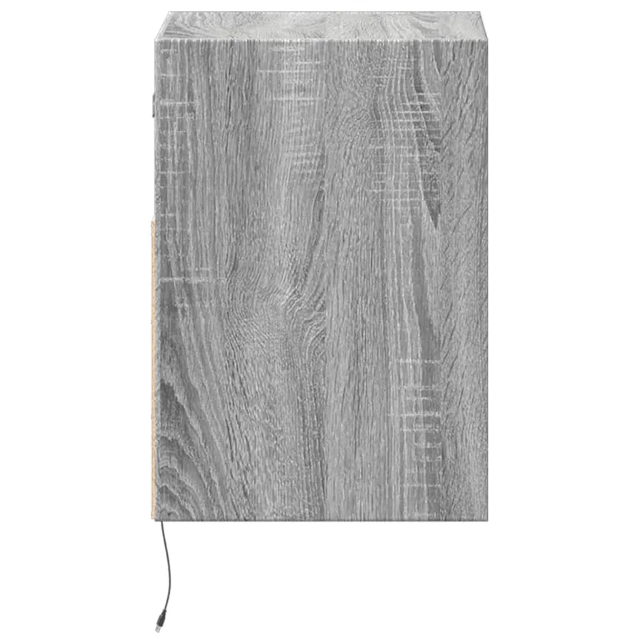 Table de chevet murale avec lumières LED sonoma gris - 7