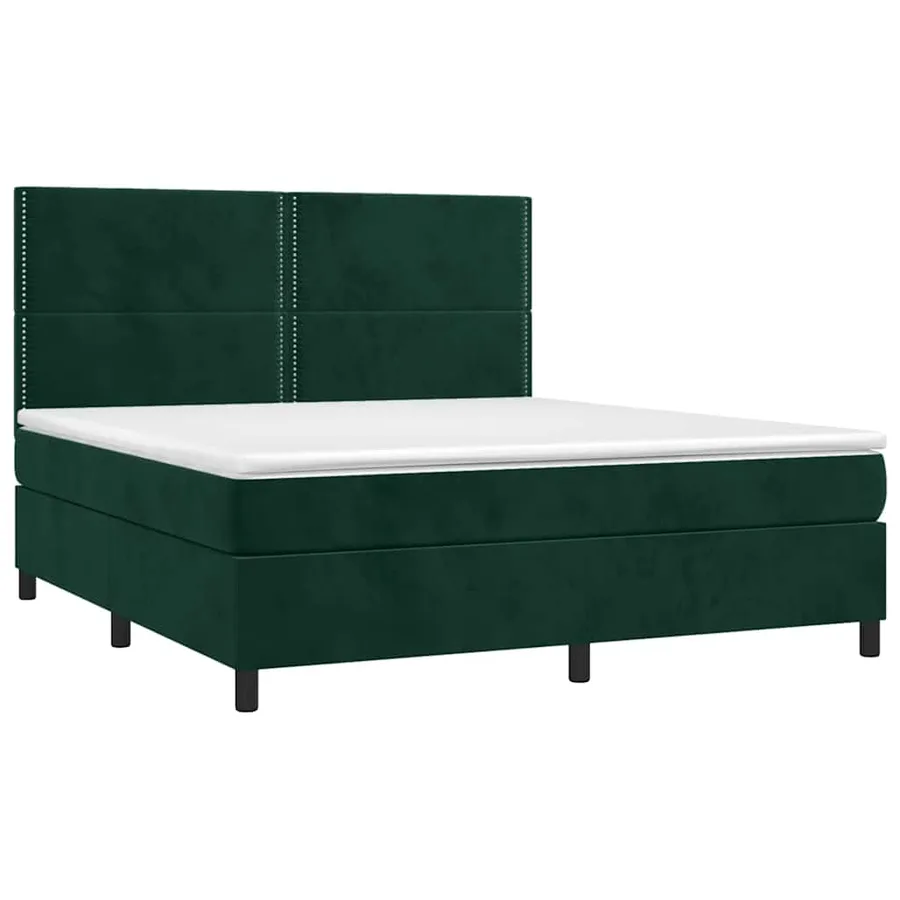 Sommier à lattes de lit matelas et LED Vert foncé 180x200 cm - 3