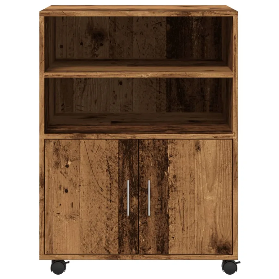 Armoire à roulettes vieux bois 60x48x81 cm bois d'ingénierie - 4