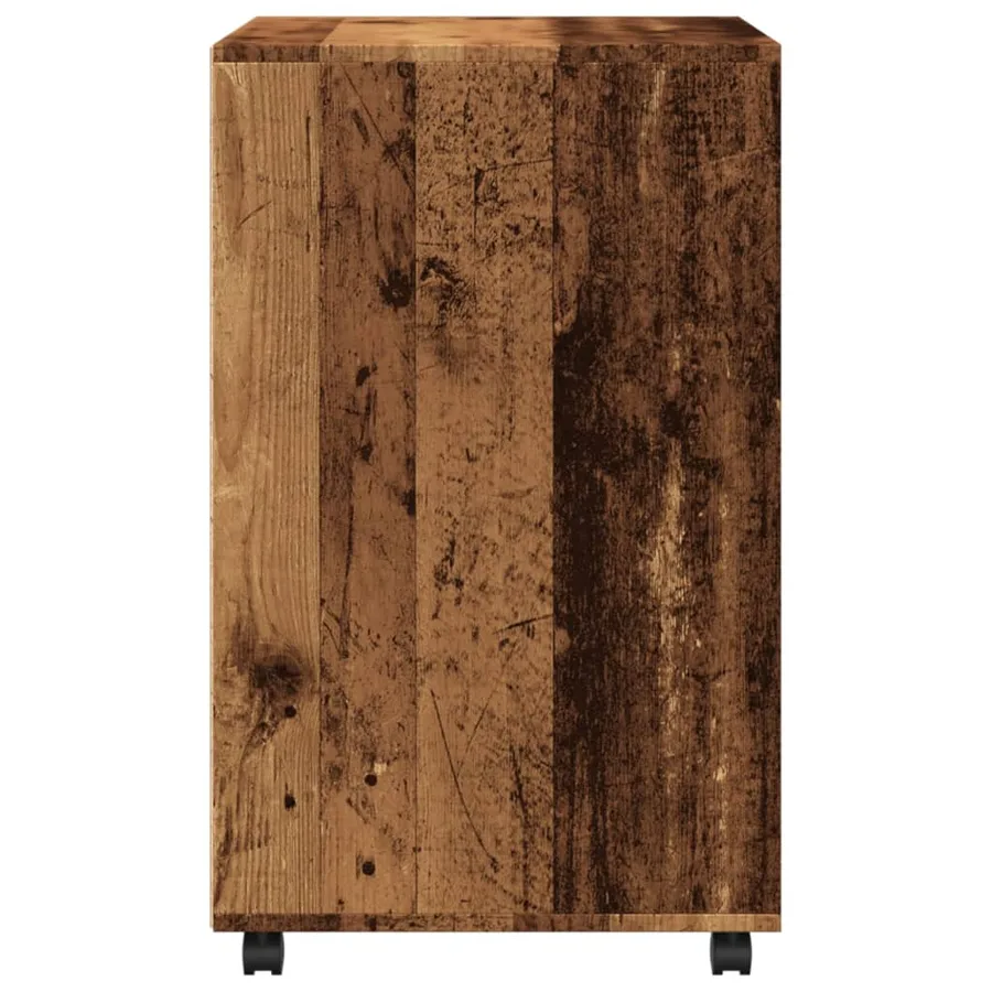 Armoire à roulettes vieux bois 60x48x81 cm bois d'ingénierie - 5