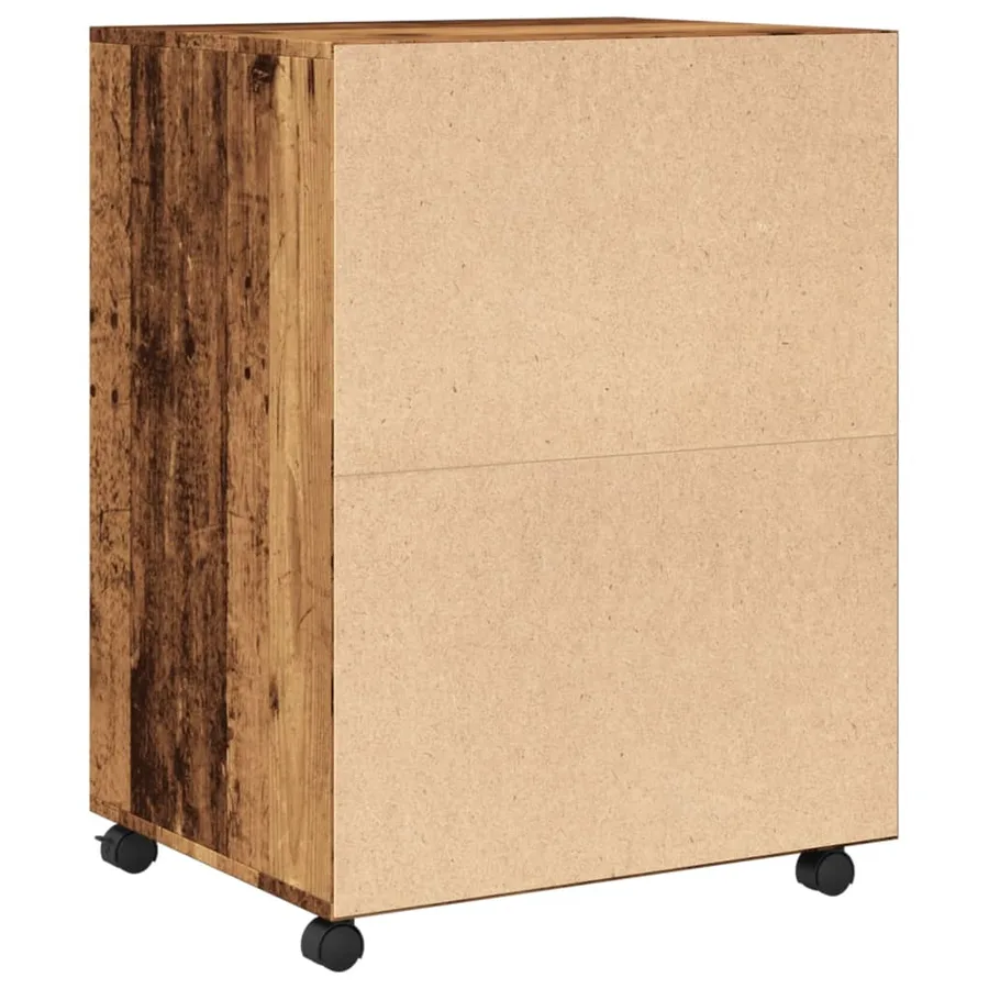 Armoire à roulettes vieux bois 60x48x81 cm bois d'ingénierie - 6