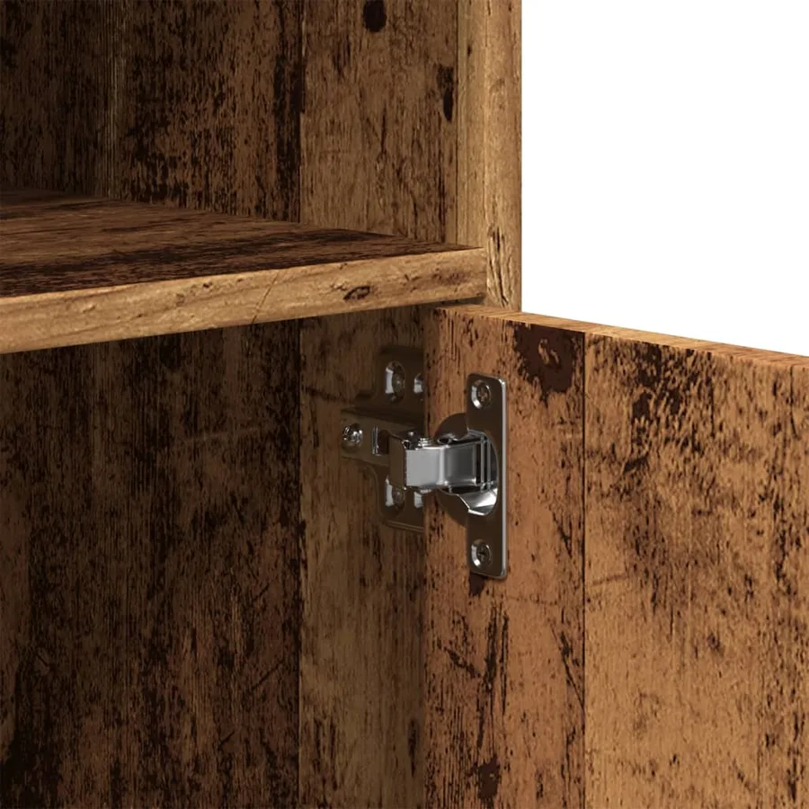 Armoire à roulettes vieux bois 60x48x81 cm bois d'ingénierie - 8