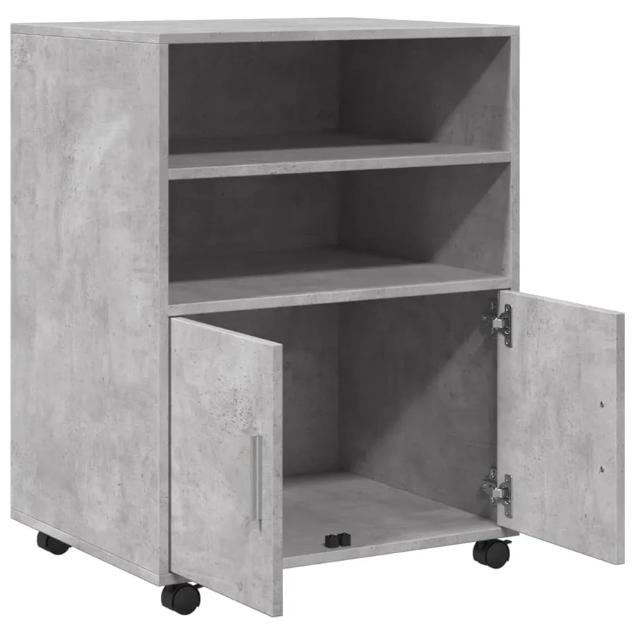 Armoire à roulettes gris béton 60x48x81 cm bois d'ingénierie - 7