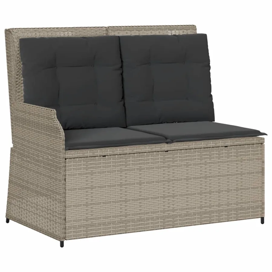 Salon de jardin 5 pcs avec coussins gris clair résine tressée - 3
